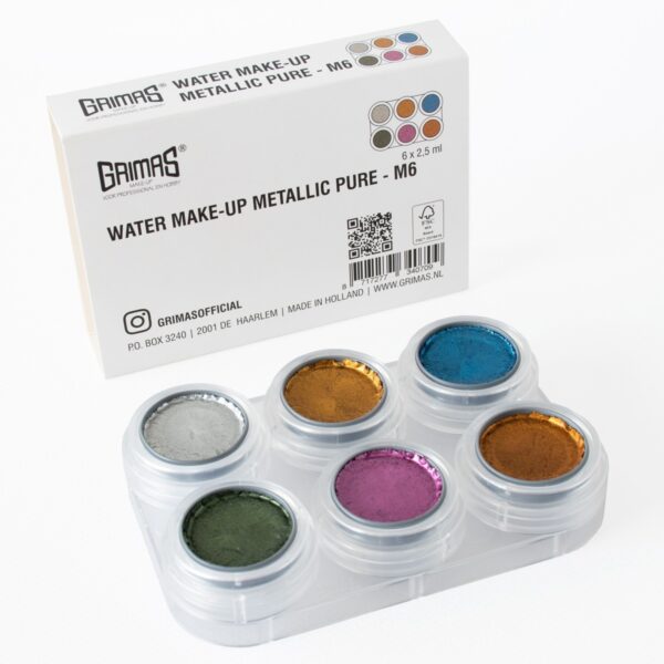 Grimas schmink - 6 kleuren - metallic - Afbeelding 1