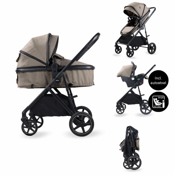 Kinderwagen Novi Baby® Jaxx 3-in-1 Hazel Melange met Autostoel - Afbeelding 1