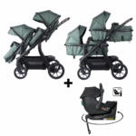 Kinderwagen Novi Baby® Pacific Premium Duo Green + Autostoel Jacky Pro 360&Base