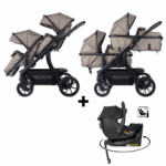 Kinderwagen Novi Baby® Pacific Premium Duo Solid Hazel + Autostoel Jacky Pro 360&Base