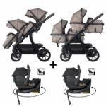 Kinderwagen Novi Baby® Pacific Premium Duo Solid Hazel + Autostoel Jacky Pro 360&Base 2st.