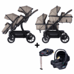 Kinderwagen Novi Baby® Pacific Premium Duo Solid Hazel + Autostoel Jewel All Black&Base