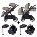 Kinderwagen Novi Baby® Pacific Premium Duo Solid Hazel + Autostoel Jewel All Black&Base 2st.