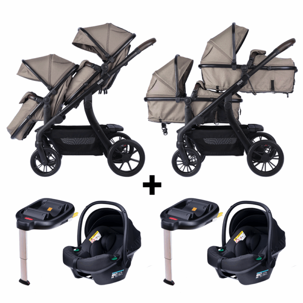 Kinderwagen Novi Baby® Pacific Premium Duo Solid Hazel + Autostoel Jewel All Black&Base 2st. - Afbeelding 1