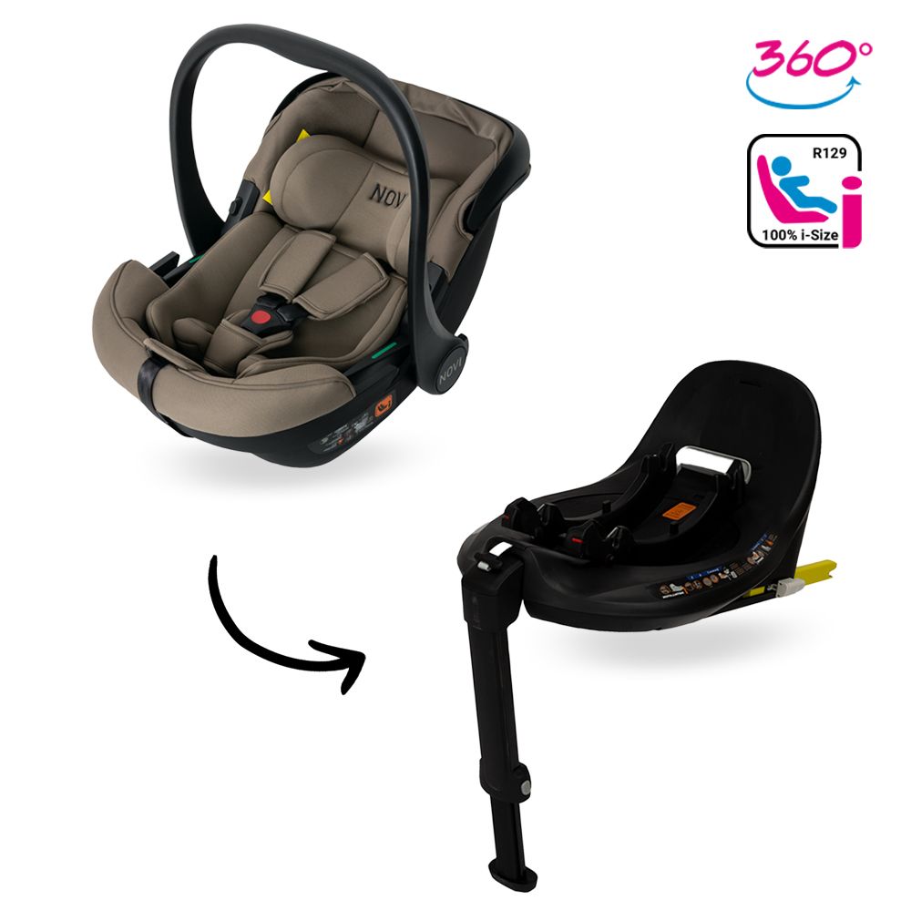 Autostoel Novi Baby® Jacky Pro 360° I-Size Dark Taupe&Base - Afbeelding 1