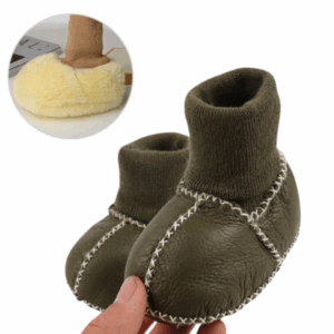 Mini Fashion™ - Warm&Knus - Baby sloffen Donkergroen / 16  (7-14 maanden) | Educatief Speelgoed