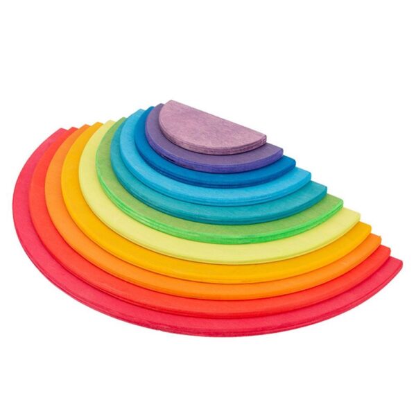 Woods™ - Eindeloze bouwmogelijkheden - Halfronde schijven Regenboog | Educatief Speelgoed - Afbeelding 1