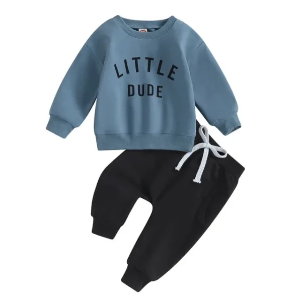 Mini Fashion™ - Stoere'Little Dude'Set Katoen Blauw / Maat 110 (2-3 jaar) | Educatief Speelgoed - Afbeelding 1
