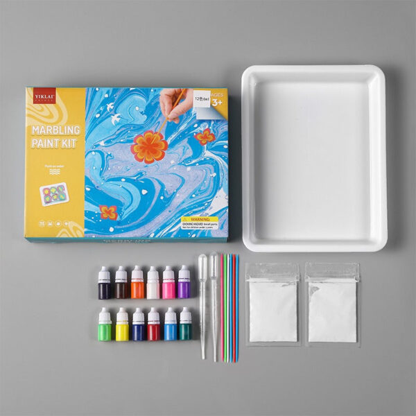 Water Marbling Verf Set™ - Kleurrijk kunstwerk op waterbasis | Verf set Set van 12 kleuren | Educatief Speelgoed - Afbeelding 1