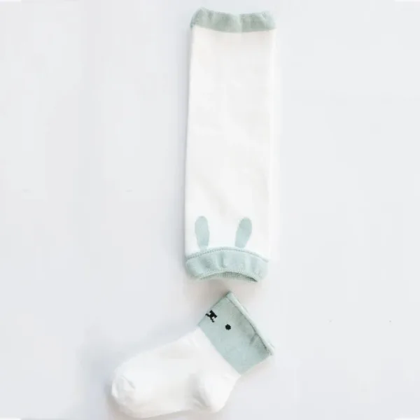 Mini Fashion™ - Babystapjes in style - Beenwarmersetje Wit/Groen / M (1-3 jaar) | Educatief Speelgoed - Afbeelding 1