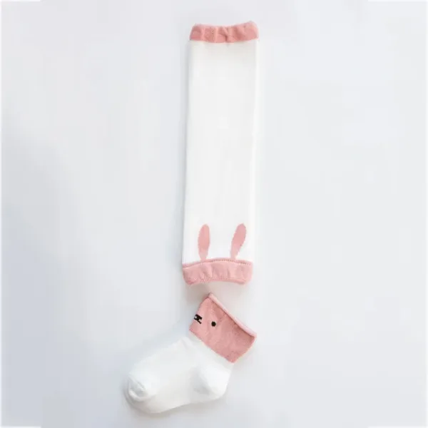 Mini Fashion™ - Babystapjes in style - Beenwarmersetje Wit/Roze / S (0-1 jaar) | Educatief Speelgoed - Afbeelding 1