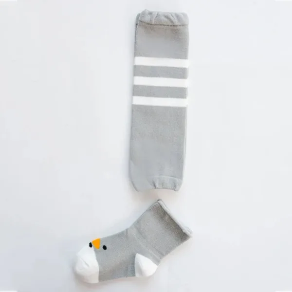 Mini Fashion™ - Babystapjes in style - Beenwarmersetje Grijs/Wit / S (0-1 jaar) | Educatief Speelgoed - Afbeelding 1