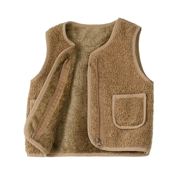 Mini Fashion™ - Gilet Lamswol look Beige / 140 (6-7 jaar) | Educatief Speelgoed - Afbeelding 1