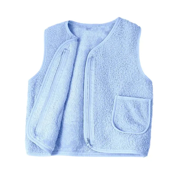 Mini Fashion™ - Gilet Lamswol look Lichtblauw / 150 (7-8 jaar) | Educatief Speelgoed - Afbeelding 1