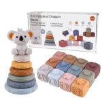 Koala Cubes™ - Tandvriendelijke toren - Bijtring speelgoed Set van 18 + Gratis Koala | Educatief Speelgoed