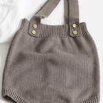 Mini Fashion™ - Schattige Gebreide Babyromper Khaki romper / 90 (2 jaar) | Educatief Speelgoed