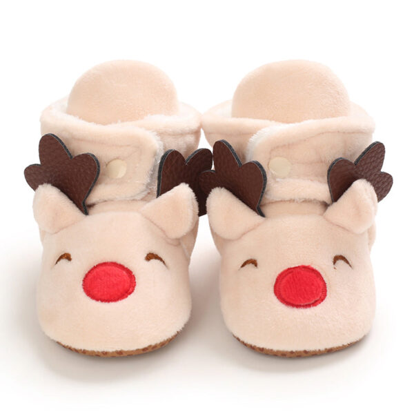 Mini Fashion™ - Kerst Kinder Pantoffels Apricot - Rendier / 21 (0-6 maanden) | Educatief Speelgoed - Afbeelding 1