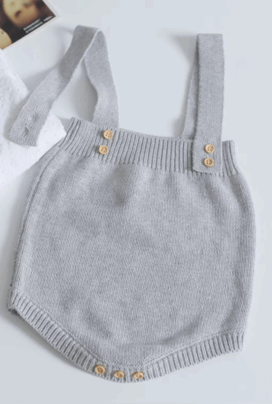 Mini Fashion™ - Schattige Gebreide Babyromper Grijze romper / 80 (12 maanden) | Educatief Speelgoed