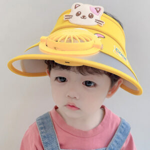 Mini Fashion™ - Houd Het Hoofd Koel - Ventilator Hoed Geel / 50-54cm (3-12 Jaar) | Educatief Speelgoed