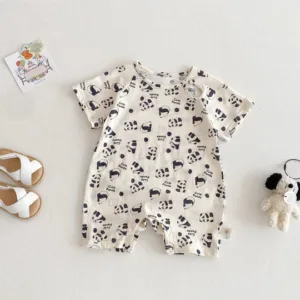 Mini Fashion™ – Luchtig&Lief– Baby Romper Panda / 66 (6-9 maanden) | Educatief Speelgoed