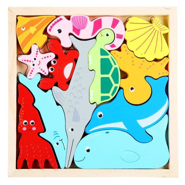 Woods™ - Wie past de vormen in de lijst? - Vormen puzzel (2+1 GRATIS) Zeedieren | Educatief Speelgoed - Afbeelding 1