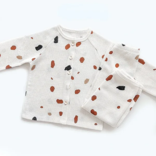 Mini Fashion™ - Luchtig Katoen - Kinder Pyjama Wit - Spikkels / 110 (4 jaar) | Educatief Speelgoed - Afbeelding 1