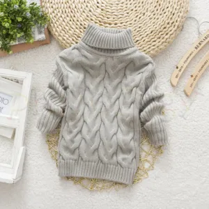 Mini Fashion™ - Kabeltrui met rolkraag Grijs / Maat 104 (4-5 jaar) | Educatief Speelgoed
