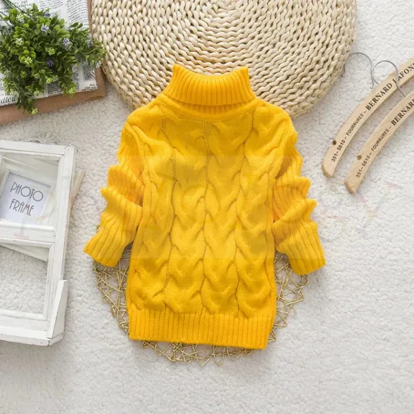 Mini Fashion™ - Kabeltrui met rolkraag Geel / Maat 122 (7-8 jaar) | Educatief Speelgoed - Afbeelding 1