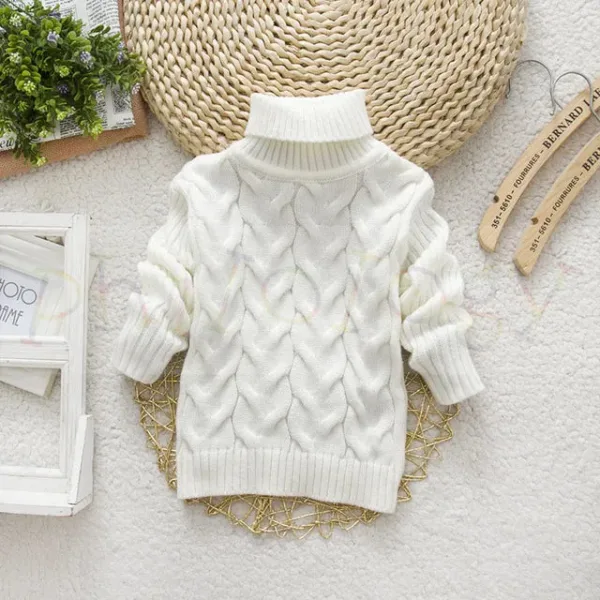 Mini Fashion™ - Kabeltrui met rolkraag Wit / Maat 104 (4-5 jaar) | Educatief Speelgoed - Afbeelding 1