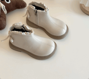 Mini Fashion™ - Warm&Classic - Leren Laarsjes Beige / 33 (7-8 jaar) | Educatief Speelgoed