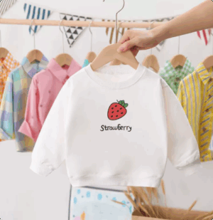 Mini Fashion™ - Aardbei Sweater Aardbei - Wit / 110 (4 jaar) | Educatief Speelgoed