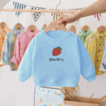 Mini Fashion™ - Aardbei Sweater Aardbei - Lichtblauw / 120 (5 jaar) | Educatief Speelgoed