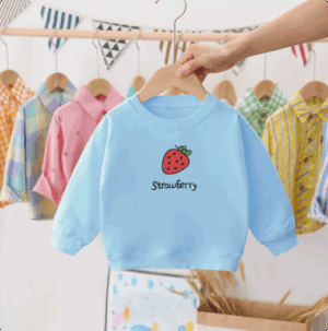 Mini Fashion™ - Aardbei Sweater Aardbei - Lichtblauw / 130 (6 jaar) | Educatief Speelgoed