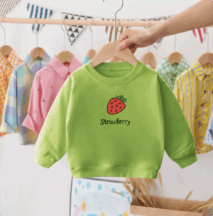 Mini Fashion™ - Aardbei Sweater Aardbei - Groen / 100 (3 jaar) | Educatief Speelgoed