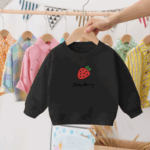 Mini Fashion™ - Aardbei Sweater Aardbei - Zwart / 110 (4 jaar) | Educatief Speelgoed