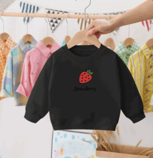 Mini Fashion™ - Aardbei Sweater Aardbei - Zwart / 120 (5 jaar) | Educatief Speelgoed
