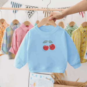 Mini Fashion™ - Kersen Sweater Kers - Lichtblauw / 90 (2 jaar) | Educatief Speelgoed
