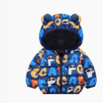 Mini Fashion™ - Polyester winterjas met Capuchon Blauwe Panda Letters / 80 (9-12 maanden) | Educatief Speelgoed