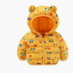 Mini Fashion™ - Polyester winterjas met Capuchon Gele Auto's / 110 (5-6 jaar) | Educatief Speelgoed