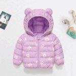 Mini Fashion™ - Polyester winterjas met Capuchon Lichtpaars - Konijnenpatroon / 80 (9-12 maanden) | Educatief Speelgoed