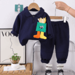 Mini Fashion™ - Schattige Frietjes - Tweedelige Outfit Donker marineblauw / 80 (1-2 jaar) | Educatief Speelgoed