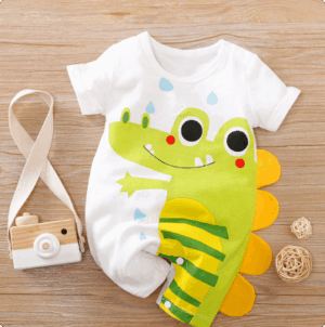 Mini Fashion™ - Comfort Voor Elke Nacht - Pyjama Bodysuit korte mouwen 73 (6-9 maanden) / Dino Hapje | Educatief Speelgoed