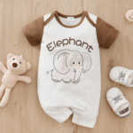 Mini Fashion™ - Comfort Voor Elke Nacht - Pyjama Bodysuit korte mouwen 66 (4-6 maanden) / Kleine Olifant | Educatief Speelgoed