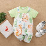 Mini Fashion™ - Comfort Voor Elke Nacht - Pyjama Bodysuit korte mouwen 66 (4-6 maanden) / Jungle Avontuur | Educatief Speelgoed