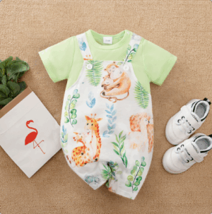 Mini Fashion™ - Comfort Voor Elke Nacht - Pyjama Bodysuit korte mouwen 59 (3-4 maanden) / Jungle Avontuur | Educatief Speelgoed