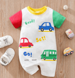 Mini Fashion™ - Comfort Voor Elke Nacht - Pyjama Bodysuit korte mouwen 73 (6-9 maanden) / Op Weg | Educatief Speelgoed