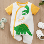 Mini Fashion™ - Comfort Voor Elke Nacht - Pyjama Bodysuit korte mouwen 66 (4-6 maanden) / Hallo Dino | Educatief Speelgoed