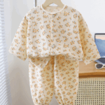 Mini Fashion™ - Luchtig Materiaal - Linnen Kleding Set Kleine bloemetjes / 80 (9-12 maanden) | Educatief Speelgoed