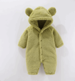 Mini Fashion™ - Met Capuchon - Fleece Romper Groen / 80 (9-12 maanden) | Educatief Speelgoed