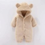 Mini Fashion™ - Met Capuchon - Fleece Romper Beige / 73 (6-9 maanden) | Educatief Speelgoed
